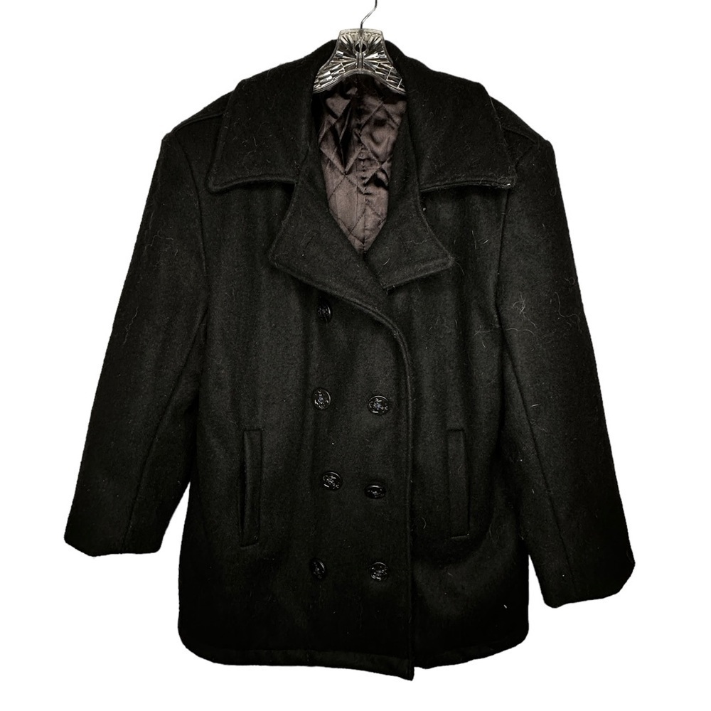 Vintage Black Quilted Pea Coat
